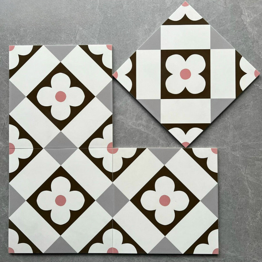 Gạch bông Trung Quốc, men mờ xương porcelain, KT 300x300mm, H32011 (1 hộp/11 viên/1m2)