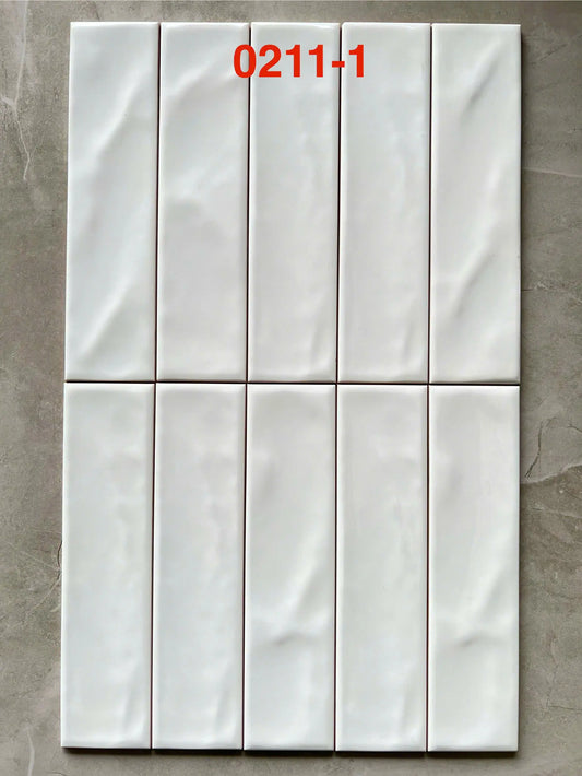 Gạch thẻ Việt Nam, Trắng bóng lượn, KT 75x300 mm, 0211-0, Loại 1 (1 hộp/ 50 viên/ 1.125m2)