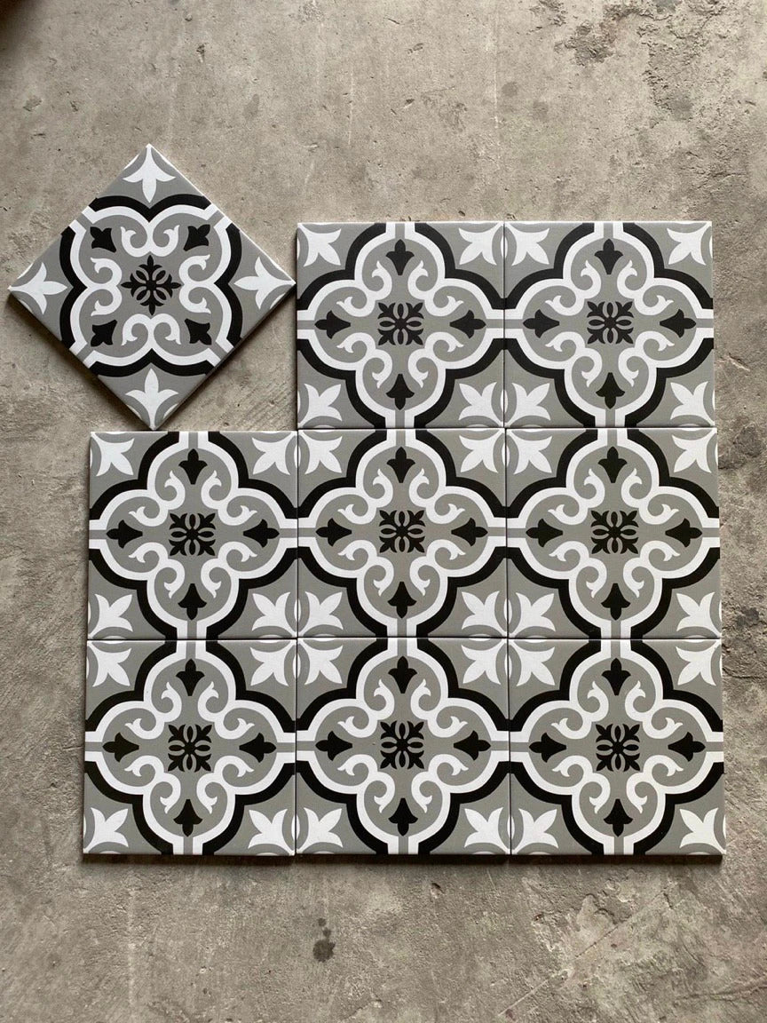 Gạch bông Trung Quốc, men mờ xương porcelain, KT 200x200, 20136(ST2215) (1 hộp/25 viên/1m2)