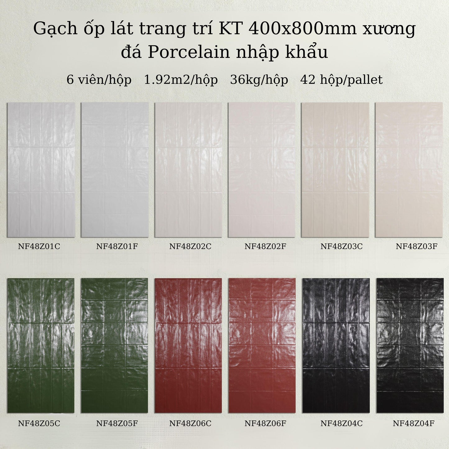 Gạch ốp tường giả thẻ 40x80cm men matt mã NF48Z01F