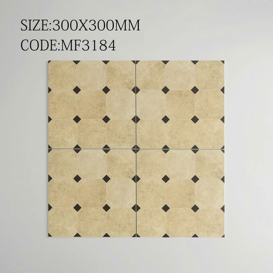 Gạch Bông Trung Quốc, men mờ xương porcelain, KT 300x300mm, MF3184 (1 hộp/11 viên/1m2)