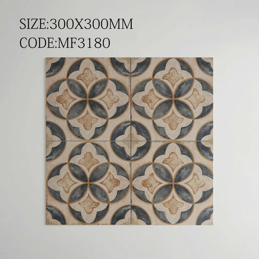 Gạch Bông Trung Quốc, men mờ xương porcelain, KT 300x300mm, MF3180 (1 hộp/14 viên/1,26m2)