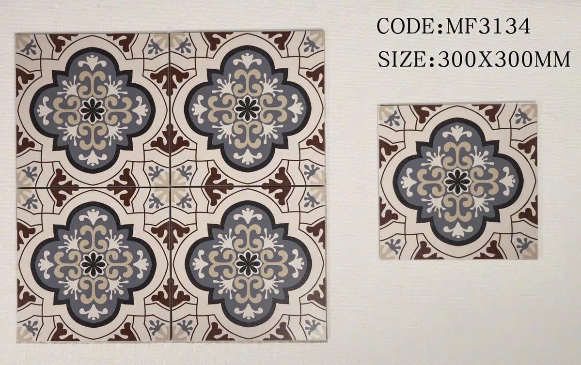 Gạch bông Trung Quốc, men mờ xương porcelain, KT 300x300, F3050 (1 hộp/25 11 viên/1m2)