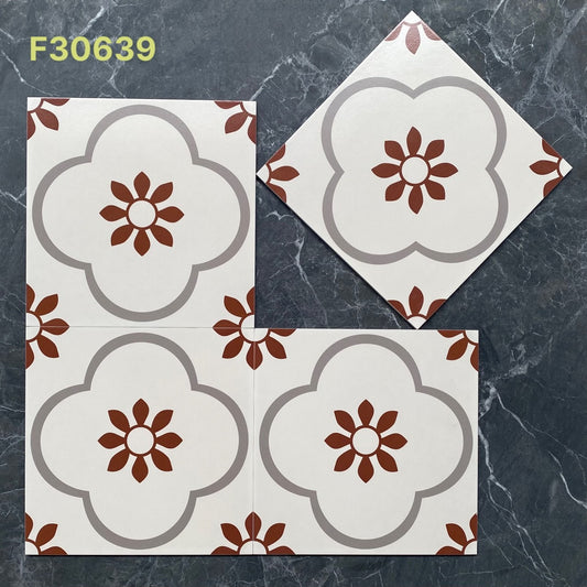 Gạch bông Trung Quốc, men mờ xương porcelain, KT 300x300, F30639 (1 hộp/11 viên/1m2)