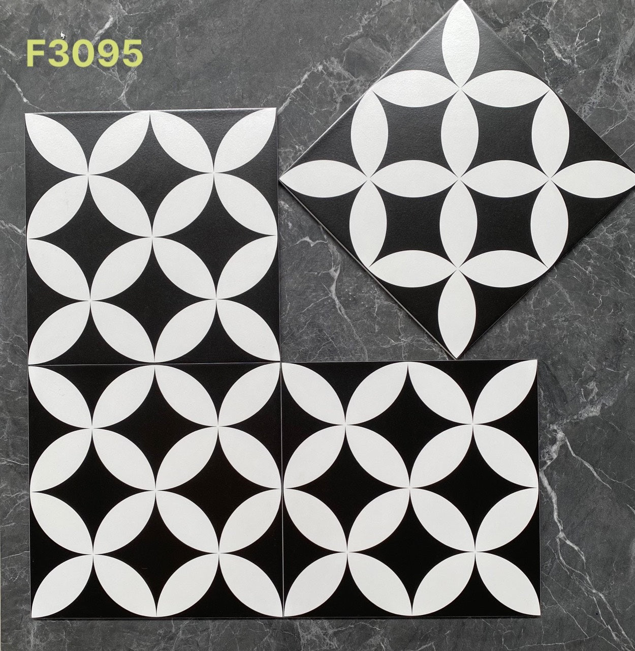 Gạch bông Trung Quốc, men mờ xương porcelain, KT 300x300, F3095 (1 hộp/11 viên/1m2)