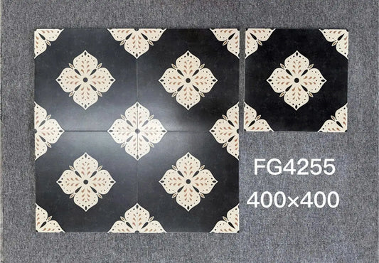 Gạch Bông Trung Quốc, men mờ xương porcelain, KT 400x400mm, FG4255 (1 hộp/10 viên/1,6m2)