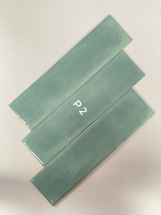 Gạch thẻ Trung Quốc, Xanh mint loang bóng lượn, KT 75x300 mm, M7532P2 (1 hộp/ 50 viên/ 1.125m2)