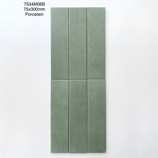 Gạch thẻ Trung Quốc, Cam loang mờ, KT 75x300 mm, MD7534M06B, Hàng Porcelain (1 hộp/ 44 viên/ 0.99m2)