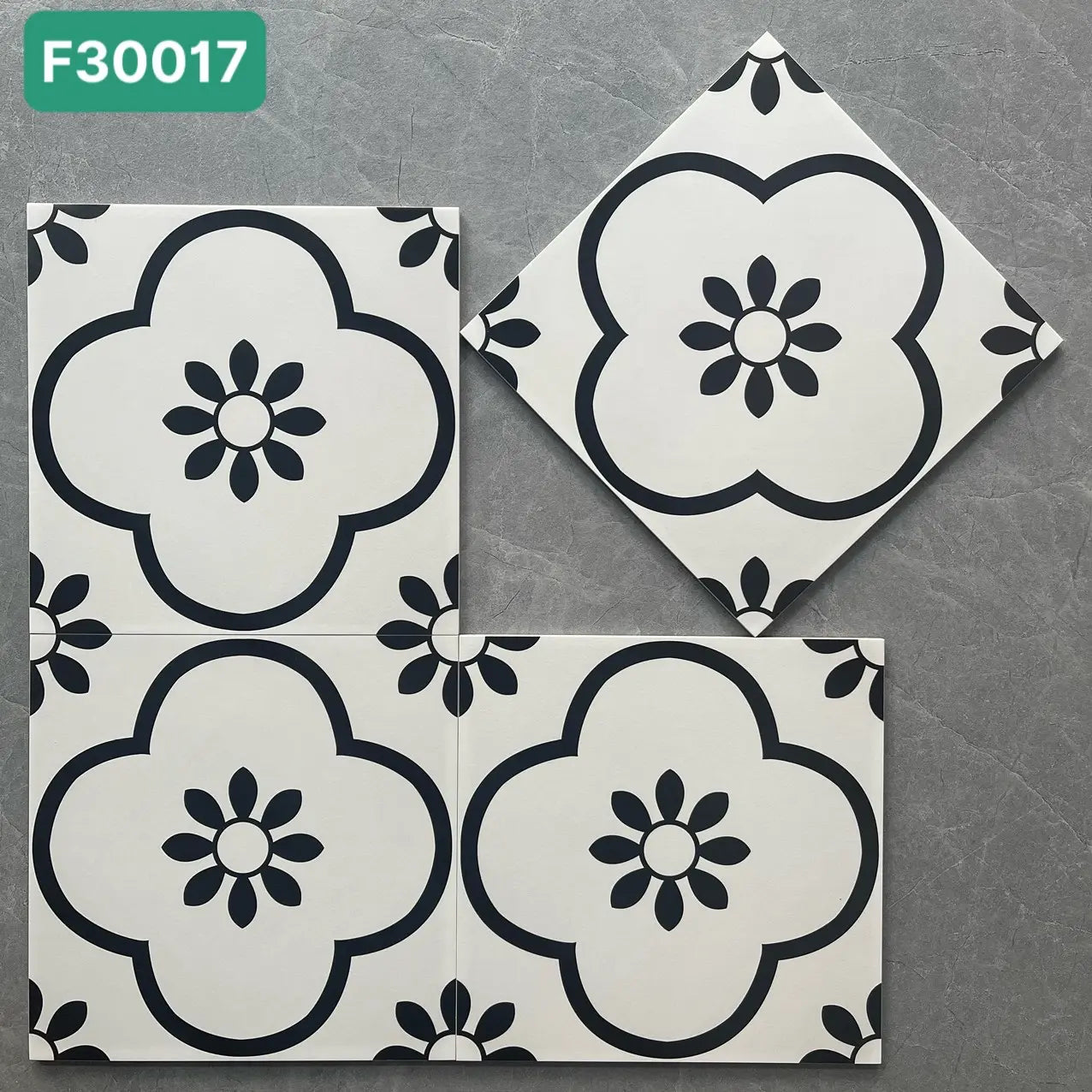 Gạch bông Trung Quốc, men mờ xương porcelain, KT 300x300mm, MF3001(30017) (1 hộp/11 viên/1m2)