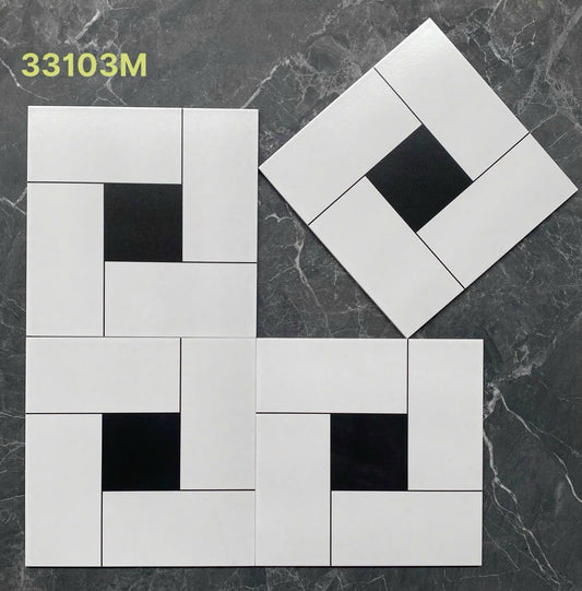 Gạch bông Trung Quốc, men mờ xương porcelain, KT 300X300, 33103M (1 hộp/11 viên/1m2)