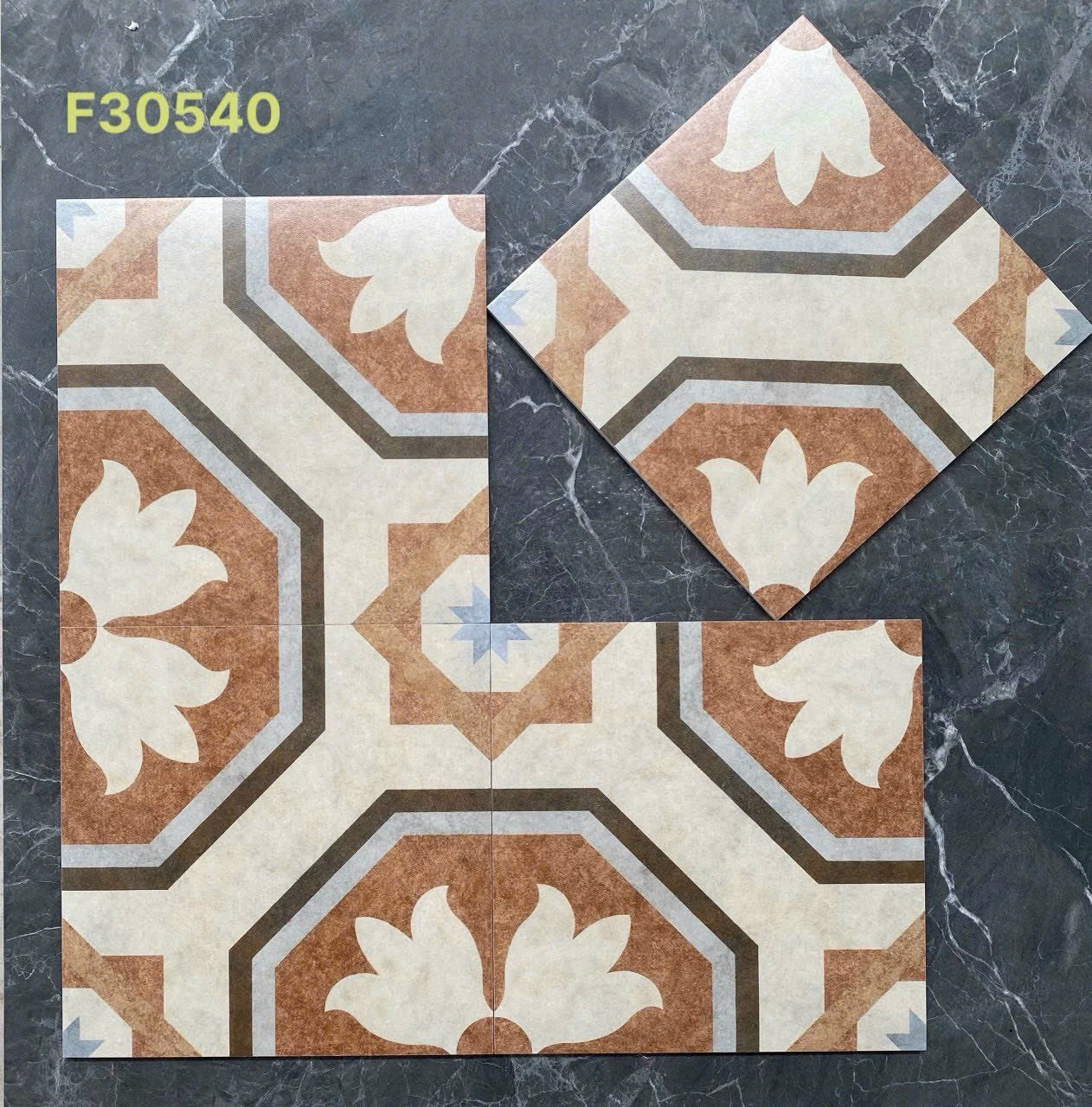 Gạch bông Trung Quốc, men mờ xương porcelain, KT 300x300, MF3121 (1 hộp/11 viên/1m2)