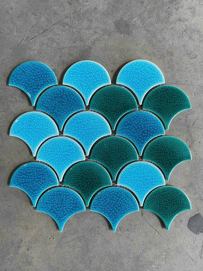 Gạch Mosaic vảy cá men rạn Mix111625