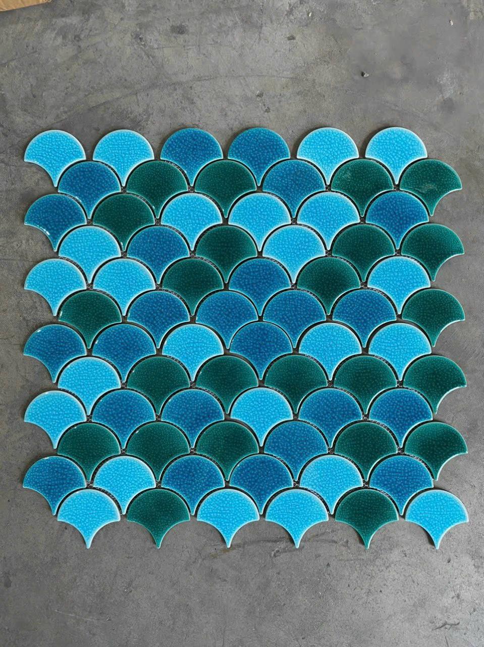 Gạch Mosaic vảy cá men rạn Mix111625