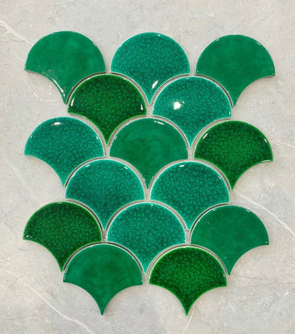 Gạch Mosaic vảy cá men rạn EMIX070821